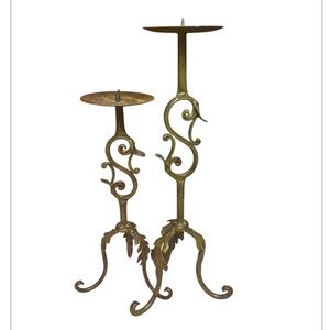 Metal Pillar Candle Holders - set of 2
